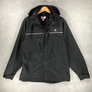 Chick-fil-A Oobe Mens Medium Black Ripstop Hooded Rain Jacket Reflective Uniform
